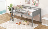 ZNTS Twin Size Wood Loft Bed with Ladder, ladder can be placed on the left or right, Gray WF315204AAE