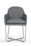 ZNTS Modrest Sweeny Modern Grey Leatherette Arm Dining Chair B04961324