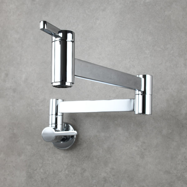 ZNTS Brass Wall Mounted Foldable Faucet Double Handles Fuacet Cold Water Kitchen Tap Chrome 68951116