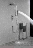 ZNTS Waterfall Spout Wall Mounted shower with Handheld Shower Systems Gun Gray Metal W92853687