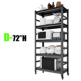ZNTS 72"H Heavy Duty Storage Shelves Adjustable 5-Tier Metal Shelving Unit with Wheels for 1750LBS Load W1831121752