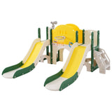 ZNTS Kids Slide Playset Structure 7 in 1, Freestanding Spaceship Set with Slide, Arch Tunnel, Ring Toss PP322884AAL