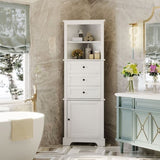 ZNTS White Triangle Tall Cabinet with 3 Drawers and Adjustable Shelves for Bathroom, Kitchen or Living WF298150AAK