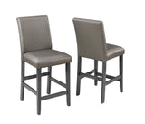 ZNTS Traditional Modern 2pc Set Counter Height Dining Side Chairs Upholstered PU Fabric Zinc Gunmetal B011135285