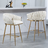 ZNTS 26'' Counter height bar stools velvet kitchen island counter bar stool with hand- wave back,golden W2215P147899