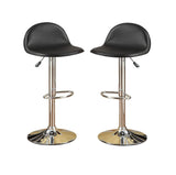 ZNTS Black Faux Leather Stool Adjustable Height Chairs Set of 2 Chair Kitchen Island Stools Chrome Base B01149813