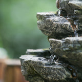 ZNTS 9x5x14" Indoor Gray Stone-Look Water Fountain, 7-tier Polyresin Cascading Rock Tabletop Fountain W2078124472