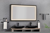 ZNTS 72in. W x 36in. H Oversized Rectangular Black Framed LED Mirror Anti-Fog Dimmable Wall Mount W127256745