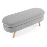 ZNTS Ottoman Oval Storage Bench, Rubber Wood Legs, Grey W48764884