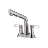 ZNTS 2 Handle Bathroom Sink Faucet 3 Hole with Pull Out Sprayer, Bathroom Faucets, 4 Inch D5901BN