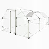 ZNTS 10 ft. x 20 ft. Galvanized Large Metal Walk in Chicken Coop Cage Farm Poultry Run Hutch Hen House W121272267