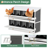 ZNTS Wooden Chicken Nesting Box for Laying Eggs,Solid Pine Wood 8 Compartments Egg Laying Boxes for Hens W1850120022