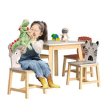 ZNTS 5 Piece Kiddy Table and Chair Set , Kids Wood Table with 4 Chairs Set Cartoon Animals W80860280