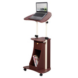 ZNTS Techni Mobili Sit-to-Stand Rolling Adjustable Laptop Cart With Storage, Chocolate RTA-B005-CH36