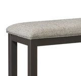 ZNTS Casual Dining Counter Height Bench 1pc Gunmetal Gray-Finished Wood Gray Fabric-Covered Padded Seat B01146346