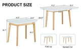 ZNTS White sintered stone tabletop with rubber wooden legs, foldable computer desk, foldable office desk, W1151P145183