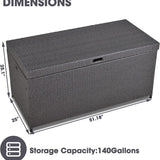 ZNTS 140 Gallon Grey Garden Wicker Box Furniture Small Outdoor Storage Box Waterproof For Patio W1828P151790