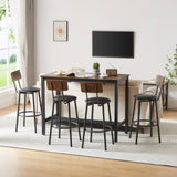 ZNTS Bar Table Set with 4 Bar stools PU Soft seat with backrest, Rustic Brown, 47.24'' L x 23.62'' W x W1162102875