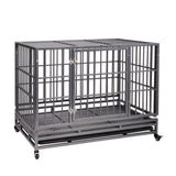 ZNTS Heavy-Duty Metal Dog Kennel, Pet Cage Crate with Openable Flat top and Front Door, 4 Wheels W2181P153959