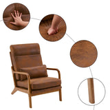 ZNTS High Back Solid Wood Armrest Backrest Iron Frame Bronzing Cloth Indoor Leisure Chair Orange 79269077
