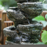 ZNTS 9x5x14" Indoor Gray Stone-Look Water Fountain, 7-tier Polyresin Cascading Rock Tabletop Fountain W2078124472