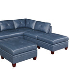 ZNTS Contemporary Genuine Leather 1pc Ottoman Ink Blue Living Room Furniture B01156168
