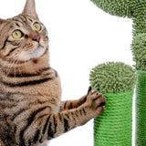 ZNTS Cat Scratching Post Cactus Cat Scratcher Featuring with 3 Scratching Poles and Interactive Dangling 56580340
