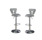 ZNTS Adjustable Bar stool Gas lift Chair Gray Faux Leather Chrome Base metal frame Modern Stylish Set of HS00F1643-ID-AHD