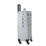 ZNTS 4-in-1 Draw-bar Style Interchangeable Aluminum Rolling Makeup Case Silver 59019860