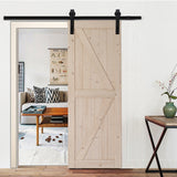 ZNTS 5.5 FT Sliding Barn Door Hardware Kit Slide Smoothly Quietly,Easy Install with Soft Close Black 18413289