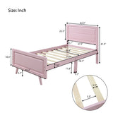 ZNTS Wood Platform Bed Twin Bed Frame Mattress Foundation with Headboard and Wood Slat Support WF192440AAH