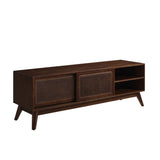 ZNTS 59 Inch Mid Century Modern Rattan TV Stand for 65 Inch TV, Entertainment Cabinet, Media Console for W1801115776