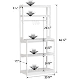 ZNTS Bamboo Microwave Stand, Bakers Racks for Kitchens with Storage Shelves, 5 Tier Kitchen Stand with 4 W1394106955