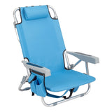 ZNTS 63*65*82cm Short Oxford Cloth Silver White Aluminum Tube Bearing 100kg Beach Chair Blue 13123085