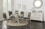 ZNTS Round Dining Table Silver / Grey Finish Rubber wood Frame Center Glass Top Dinette Table HS00F2428-ID-AHD