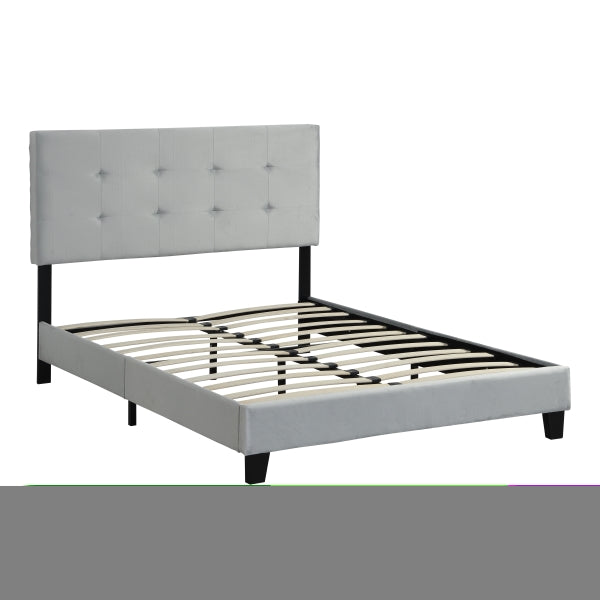 ZNTS Full Size Upholstered Platform Bed Frame with pull point Tufted Headboard, Strong Wood Slat Support, W31136118