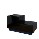 ZNTS RGB LED 2-Drawer Nightstand End Table Black 35239358
