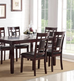 ZNTS Modern Contemporary 7pc Set Espresso Finish Unique Eyelet Back 6x Side Chairs Cushion Seats B011119001