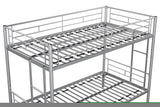 ZNTS Metal Twin over Twin Bunk Bed/ Heavy-duty Sturdy Metal/ Noise Reduced Design/ Safety Guardrail/ 2 W42753012