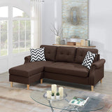 ZNTS Living Room Corner Sectional Dark Coffee Polyfiber Chaise sofa Reversible Sectional HS00F6457-ID-AHD