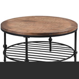 ZNTS TREXM Rustic Natural Round Coffee Table with Storage Shelf for Living Room, Easy Assembly WF192554AAD