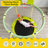 ZNTS 4FT Trampoline for Kids - 48" Indoor Mini Toddler Trampoline with Enclosure, Basketball Hoop and MS309259AAL