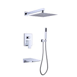 ZNTS Trustmade Wall Mounted Square Rainfall Pressure Balanced Complteted Shower System with Rough-in TMSF12LYJ-3W02CP