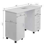 ZNTS MDF Single Door 4 Drawers With Fan White Nail Table 16347904