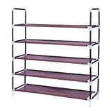 ZNTS Simple Assembly 5 Tiers Non-woven Fabric Shoe Rack with Handle Dark Brown 22221004