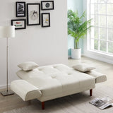 ZNTS RELAX LOUNGE SOFA BED SLEEPER WITH 2 PILLOWS BEIGE FABRIC W22318332