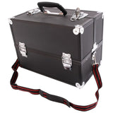 ZNTS SM-2083 Aluminum Alloy Makeup Train Case Jewelry Box Organizer Black 14313615