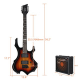 ZNTS Flame Shaped H-H Pickup Electric Guitar Kit with 20W Electric Guitar 88013808