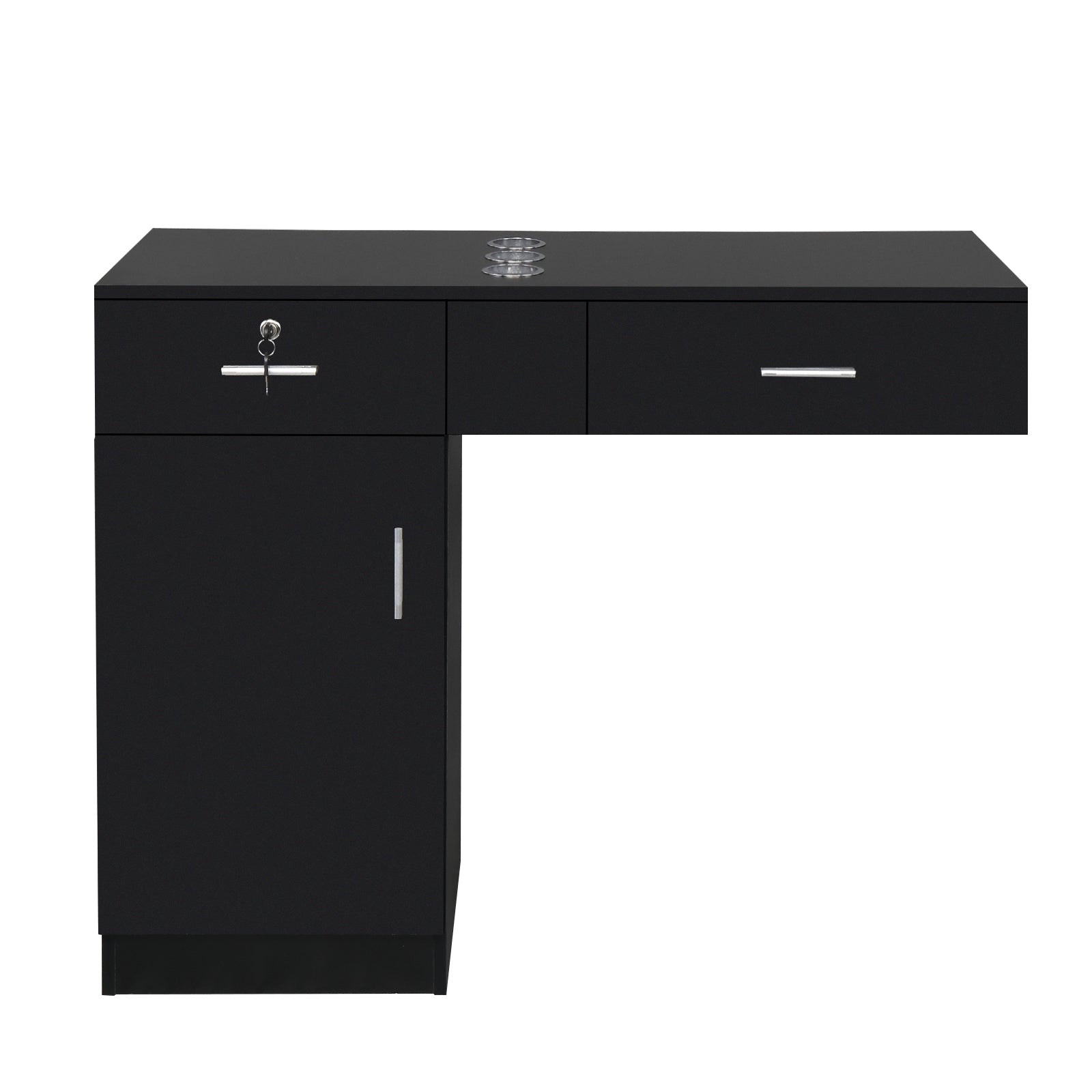 ZNTS Wall-Mounted Hairdressing Cabinet 2 Drawers 2 Locks 1 Door 3 Hair Dryer Black 86347759