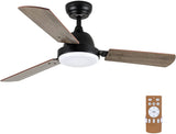 ZNTS Simple Deluxe 44-inch Ceiling Fan with LED Light and Remote Control, 6-Speed Modes, 2 Rotating Modes HIFANXCEIL44WOOD